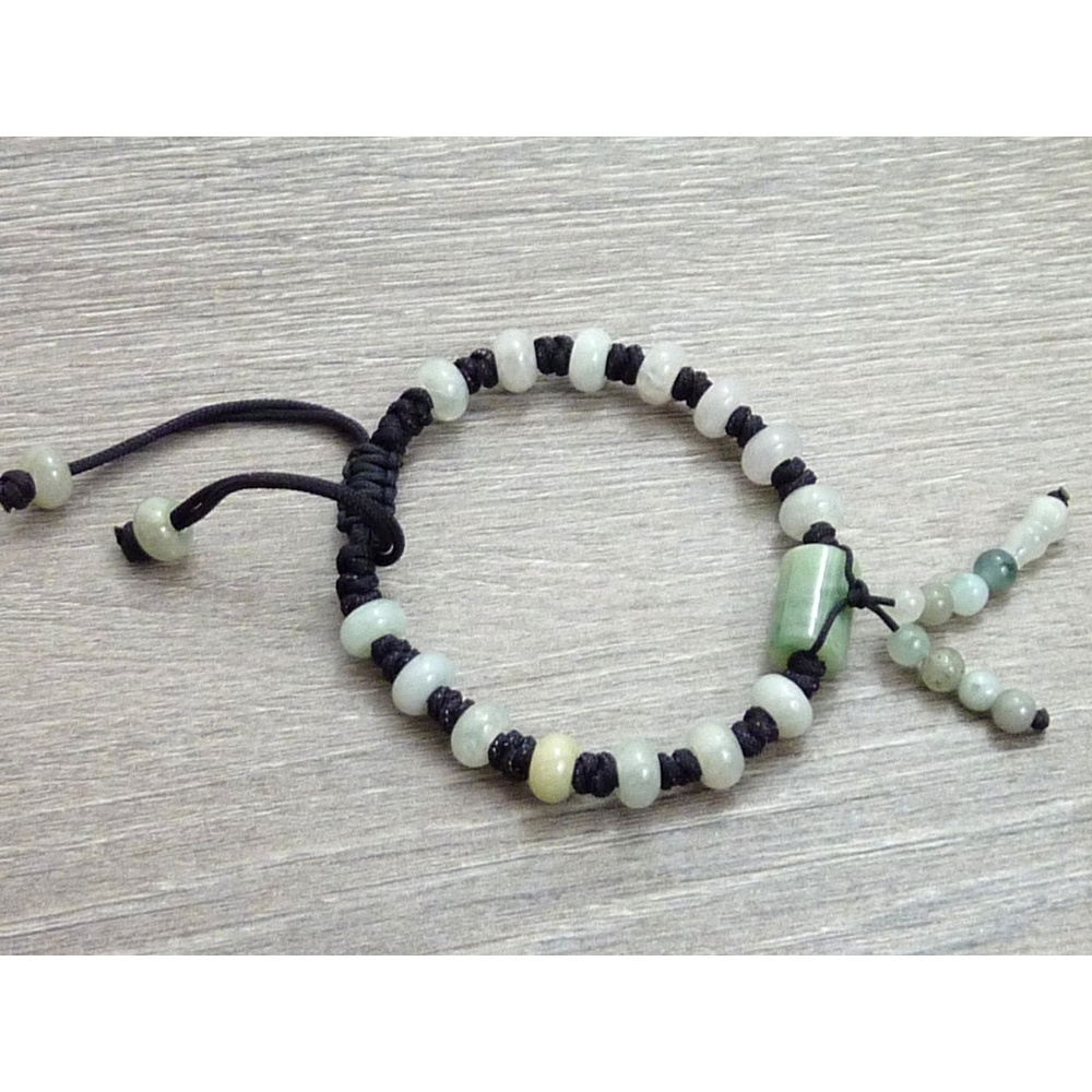 Jade Cord Bracelet Barrel Dangle
